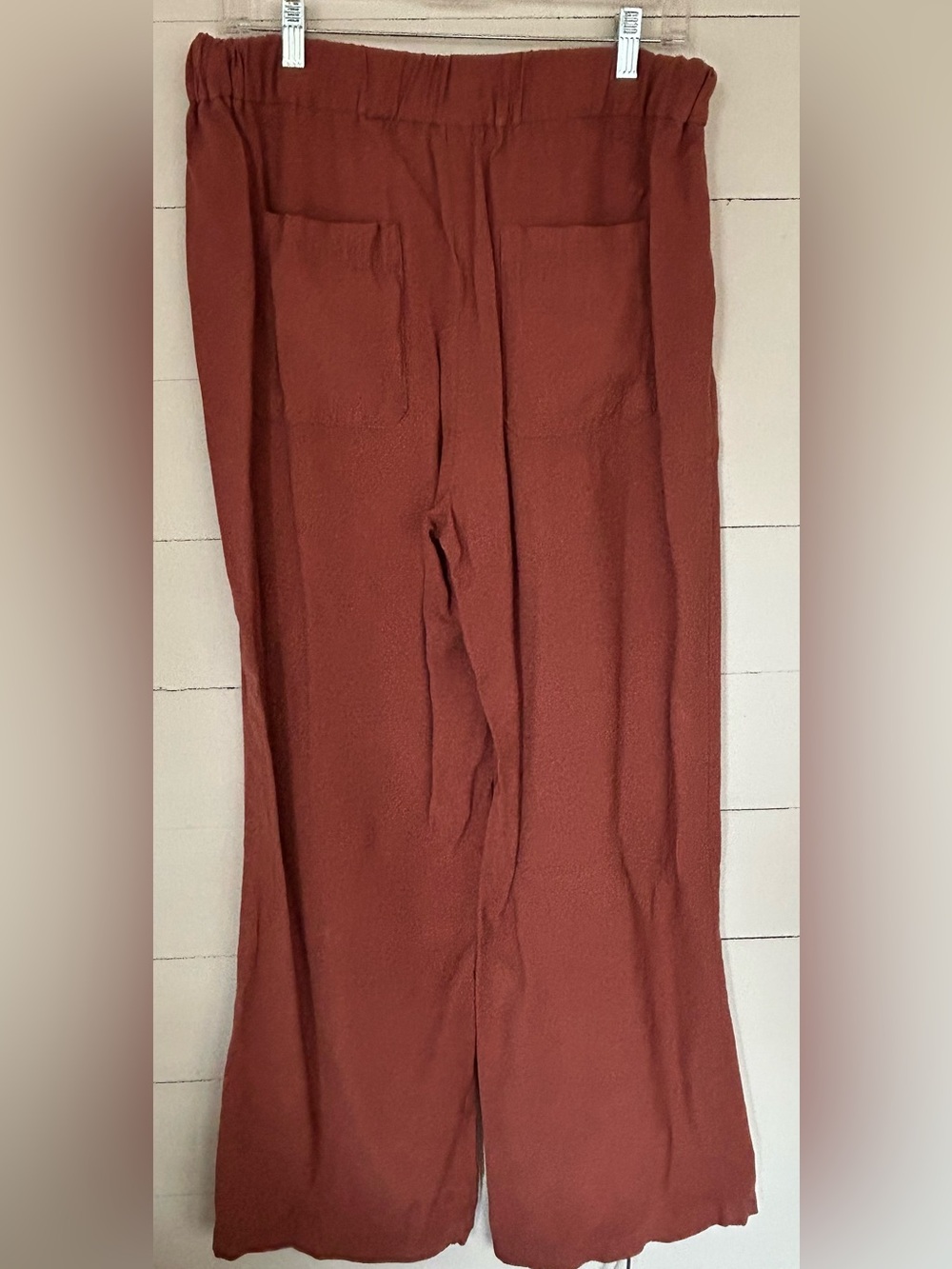 Loft Wide Leg Drawstring Pants W/Front and Back Pockets, Rust Color, Size Large - Picture 2 of 6